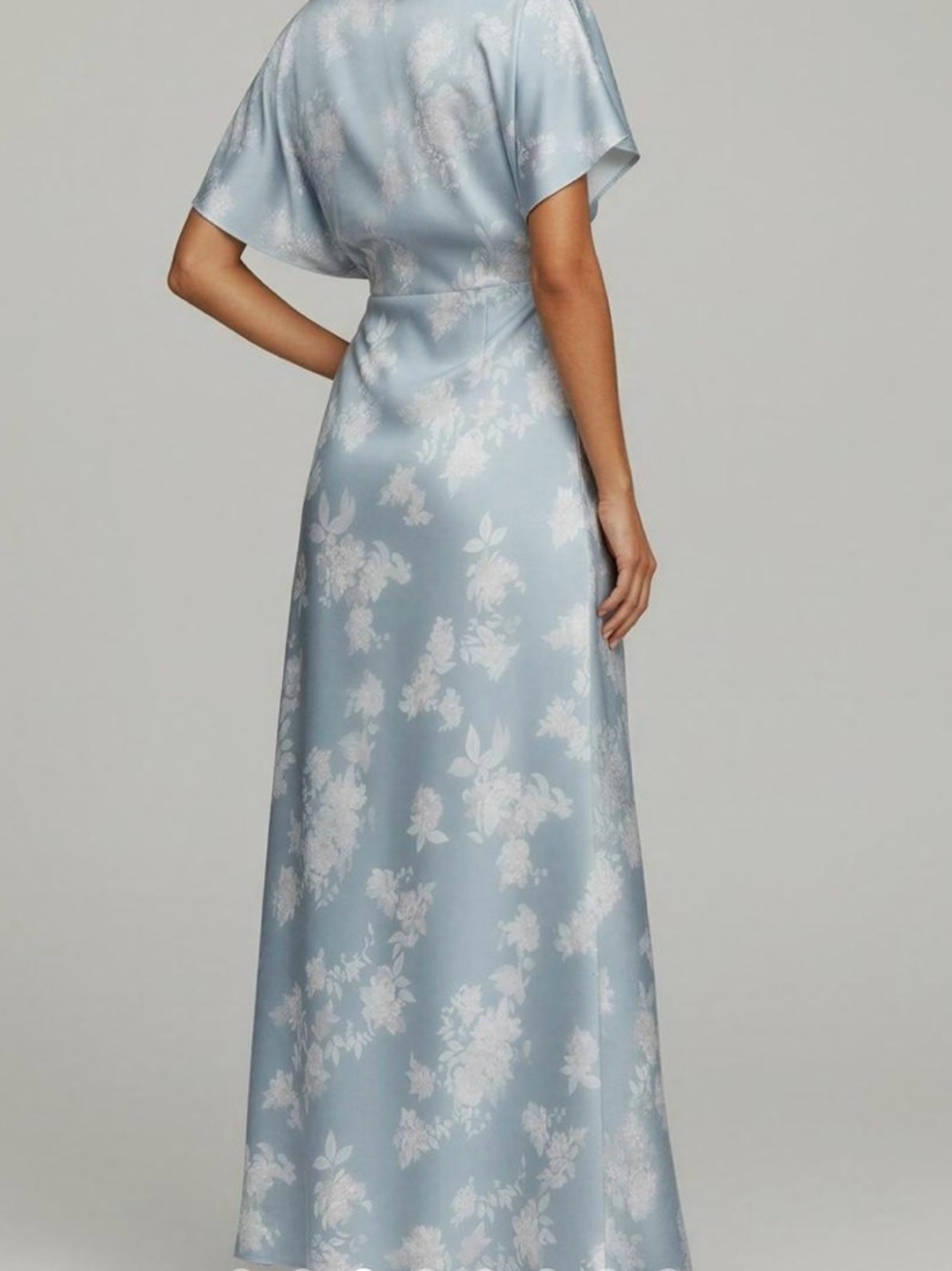 BHLDN Powder Blue Satin Floral Maxi Dress - Picture 6 of 8